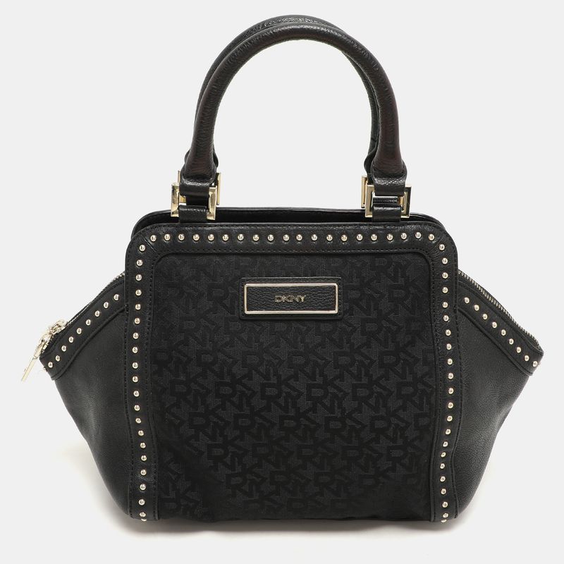 Dkny Donna Karan Black Canvas And Leather Satchels